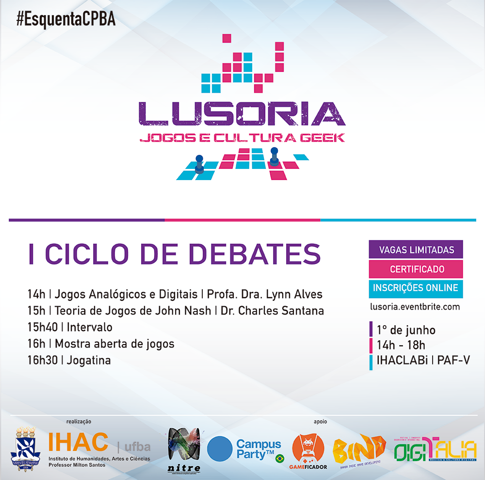 #EsquentaCPBA | LUSORIA – I Ciclo de Debates sobre Jogos e Cultura Geek