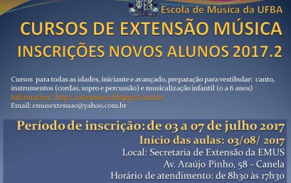 A Escola de Música da UFBA Abre Inscrições para Curso de Extensão Música