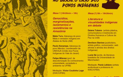 “Racismo e antirracismo no Brasil: o caso dos povos indígenas” –  dia 11 de maio no PAF-3
