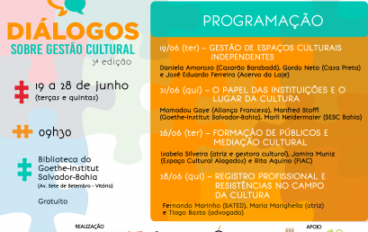 Terceira edição do “Diálogos Sobre Gestão Cultural” acontece até o dia 28 de junho
