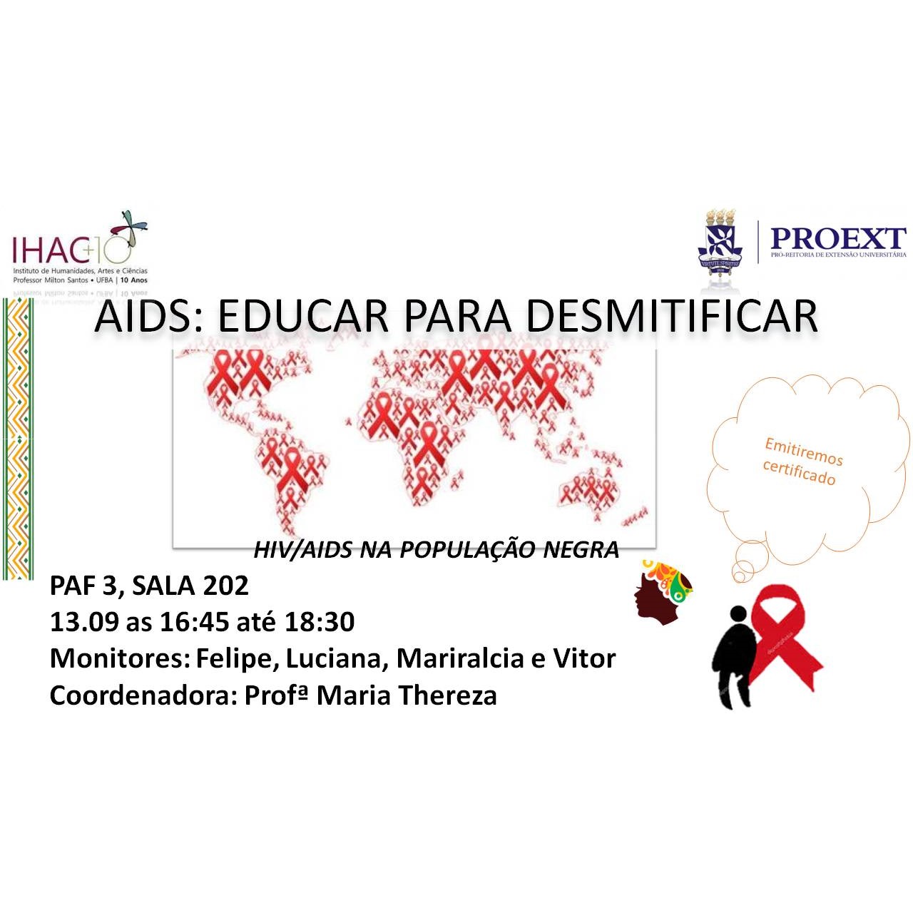 Próximo encontro “HIV/AIDS: Educar para desmistificar” acontece no dia 13 de setembro