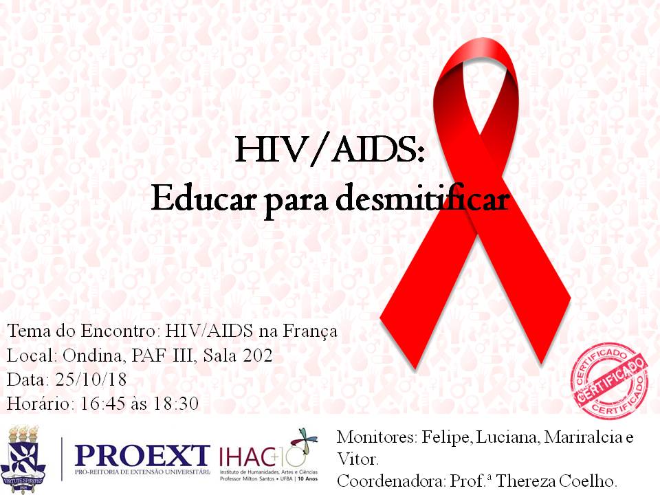 Próximo encontro “HIV/AIDS: Educar para desmistificar” ocorrerá nesta quinta-feira (25)