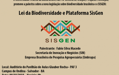 PROPCI/UFBA promove palestra sobre “Lei da Biodiversidade e Plataforma SisGen”