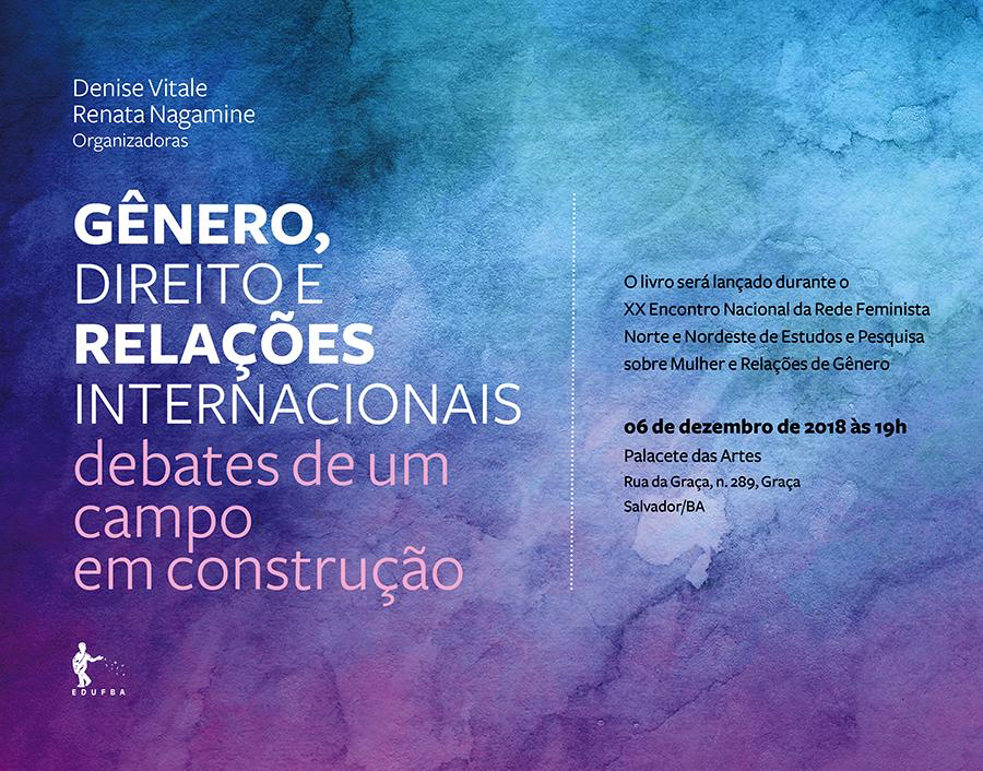 Lançamento do livro “Gênero, Direito e Relações Internacionais” acontece no dia 6 de dezembro no Palacete das Artes