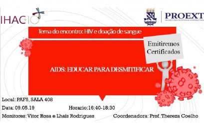 Próxima edição do encontro “HIV/AIDS: Educar para desmitificar” aborda o tema “HIV e doação de sangue”