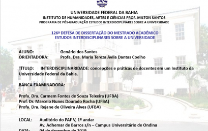 INTERDISCIPLINARIDADE: concepções e práticas de docentes em um Instituto da Universidade Federal da Bahia.