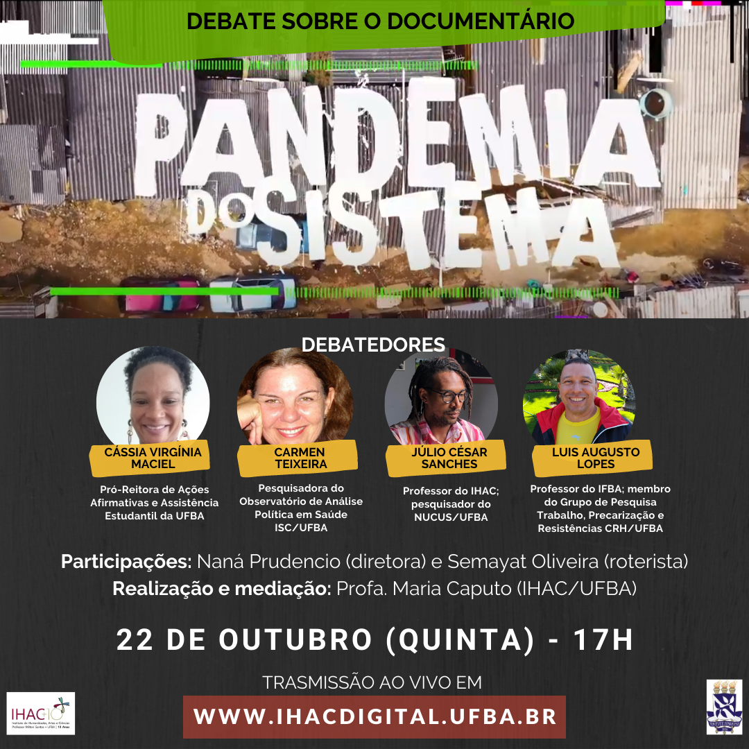 IHAC Digital ao vivo – 22/10 | 17h – Debate sobre o documentário “Pandemia do Sistema”