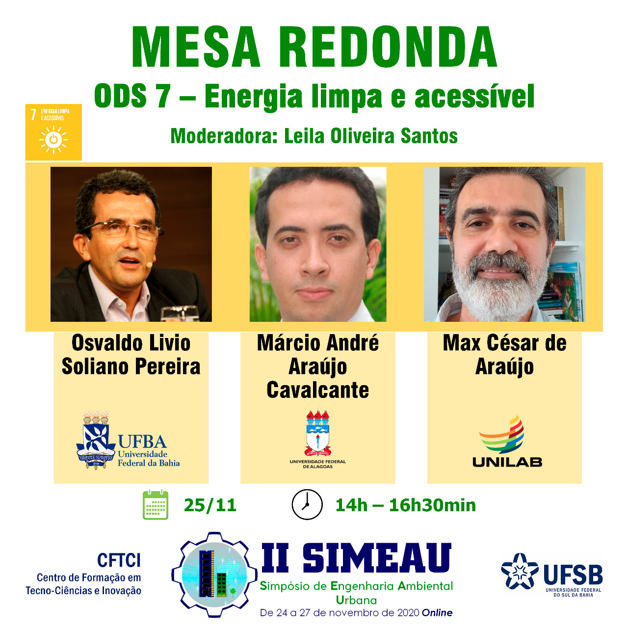 Professor Osvaldo Soliano (IHAC) participa de debate sobre energia limpa e acessível