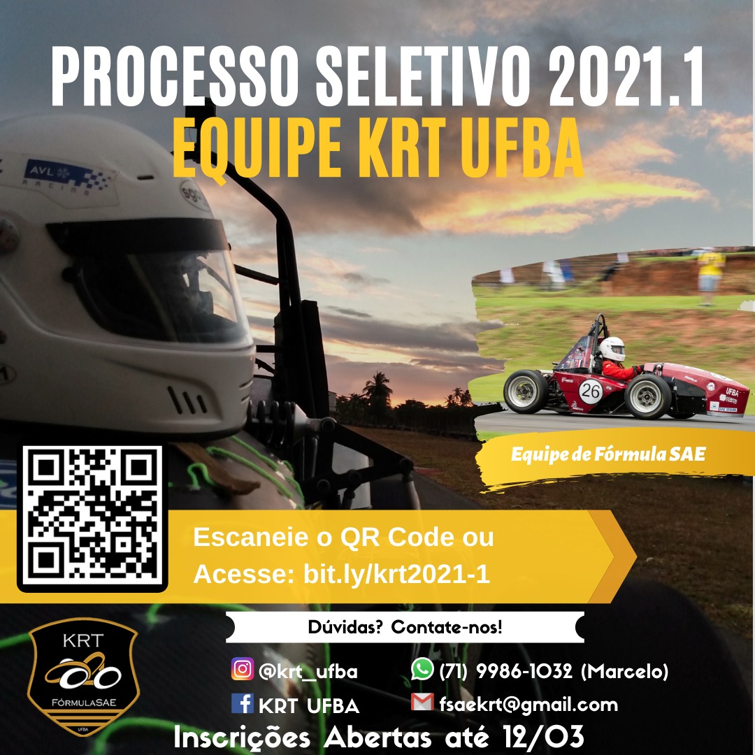 Equipe KRT UFBA divulga processo seletivo 2021.1