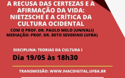 Aula aberta do Pós-Cultura recebe professor Paulo Melo (UNIVALI) para discutir Nietzsche e a crítica da cultura ocidental