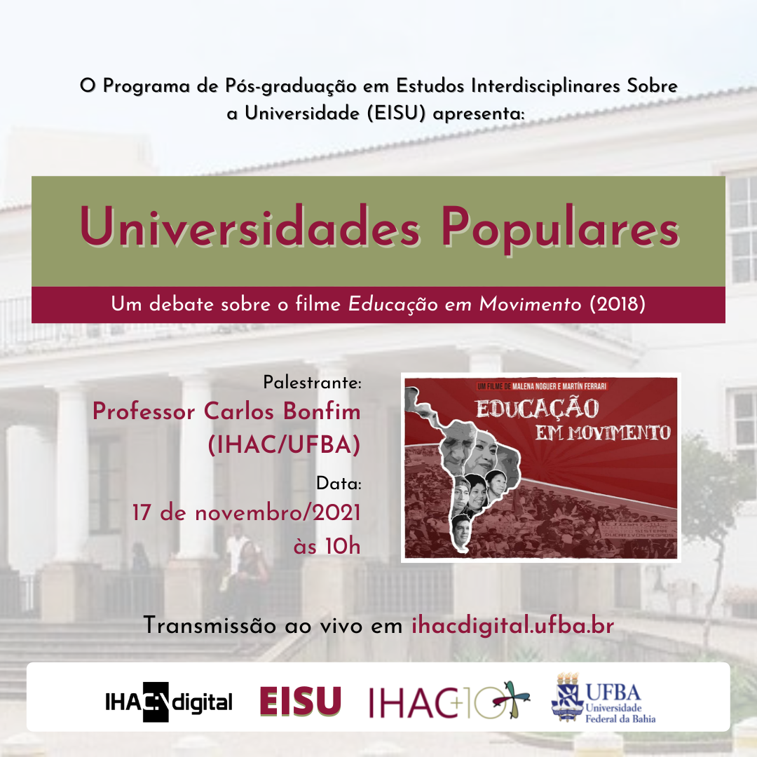 PPGEISU promove debate sobre Universidades Populares no IHAC Digital