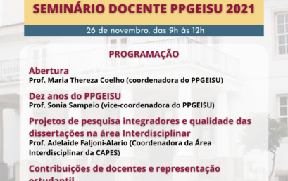 Seminário Docente PPGEISU 2021 acontece nesta sexta-feira (26/11)