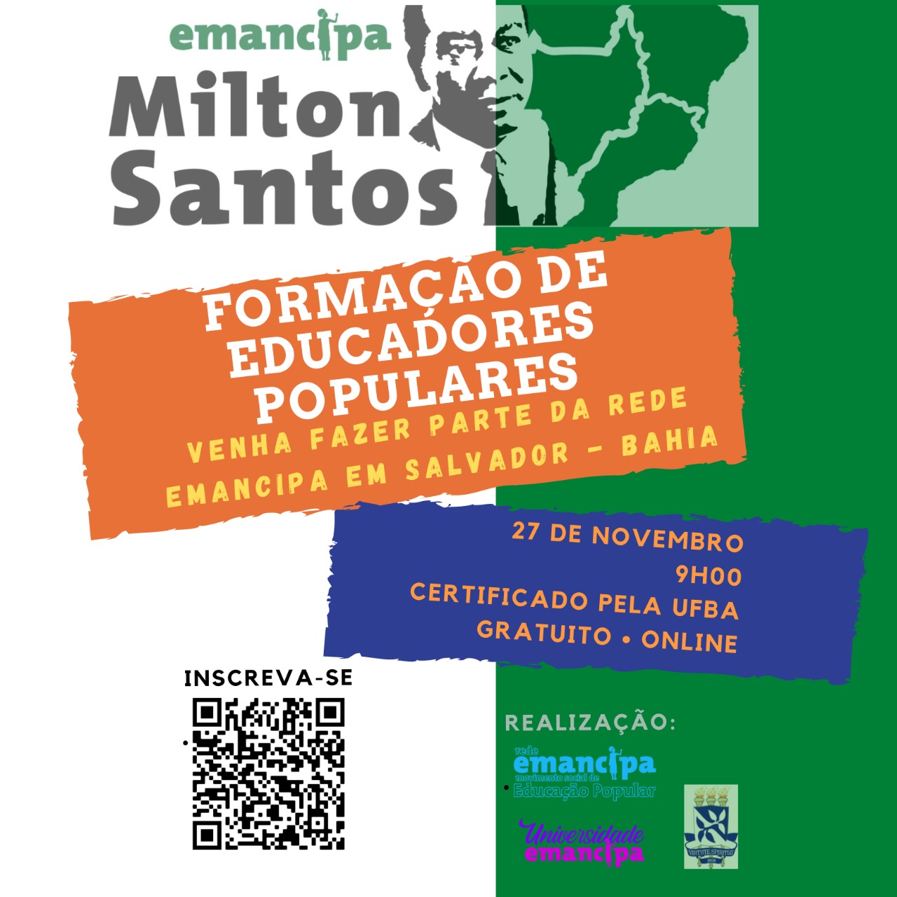 Inscrições abertas para a formação de Educadores Populares – Rede Emancipa/Núcleo Emancipa Milton Santos