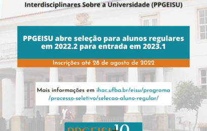 PPGEISU abre seleção para alunos regulares em 2022.2 para entrada em 2023.1