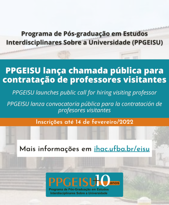 PPGEISU lança chamada pública para contratação de professores visitantes
