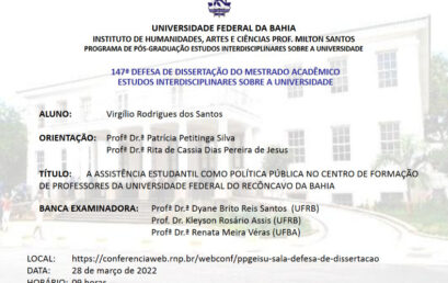 A ASSISTÊNCIA ESTUDANTIL COMO POLÍTICA PÚBLICA NO CENTRO DE FORMAÇÃO DE PROFESSORES DA UNIVERSIDADE FEDERAL DO RECÔNCAVO DA BAHIA