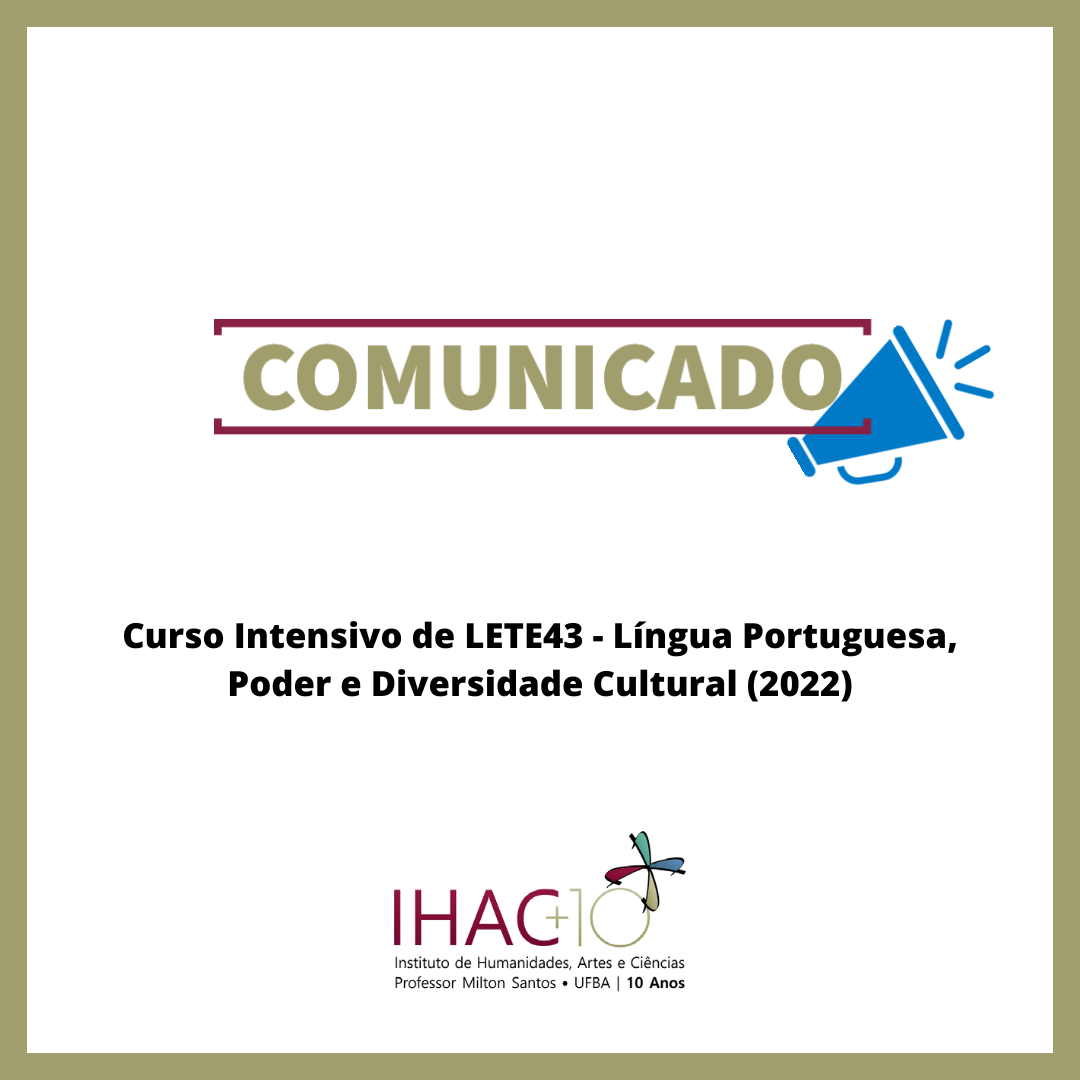 Curso Intensivo de LETE43 – Língua Portuguesa, Poder e Diversidade Cultural (2022)