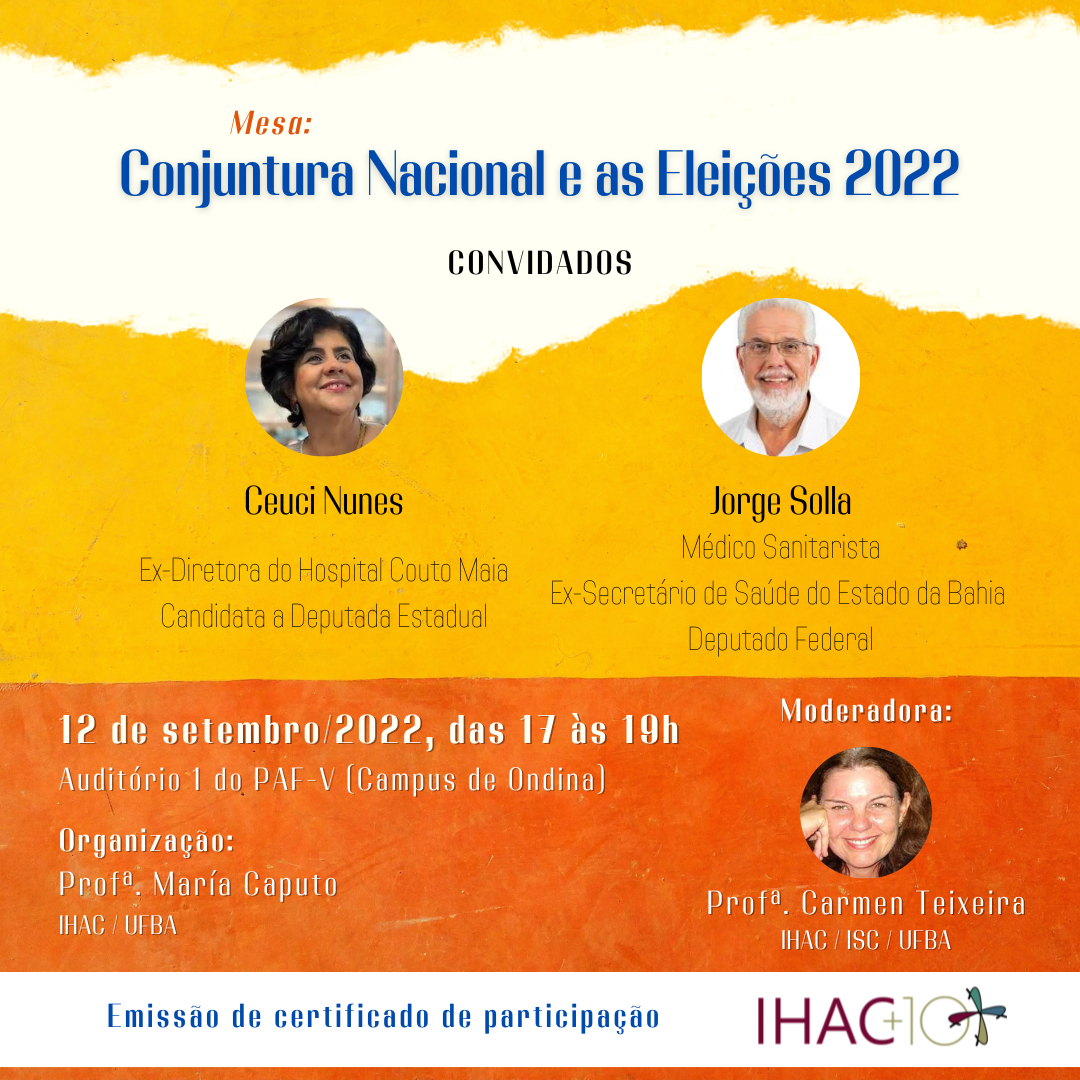 IHAC promove mesa sobre conjuntura nacional e as eleições 2022