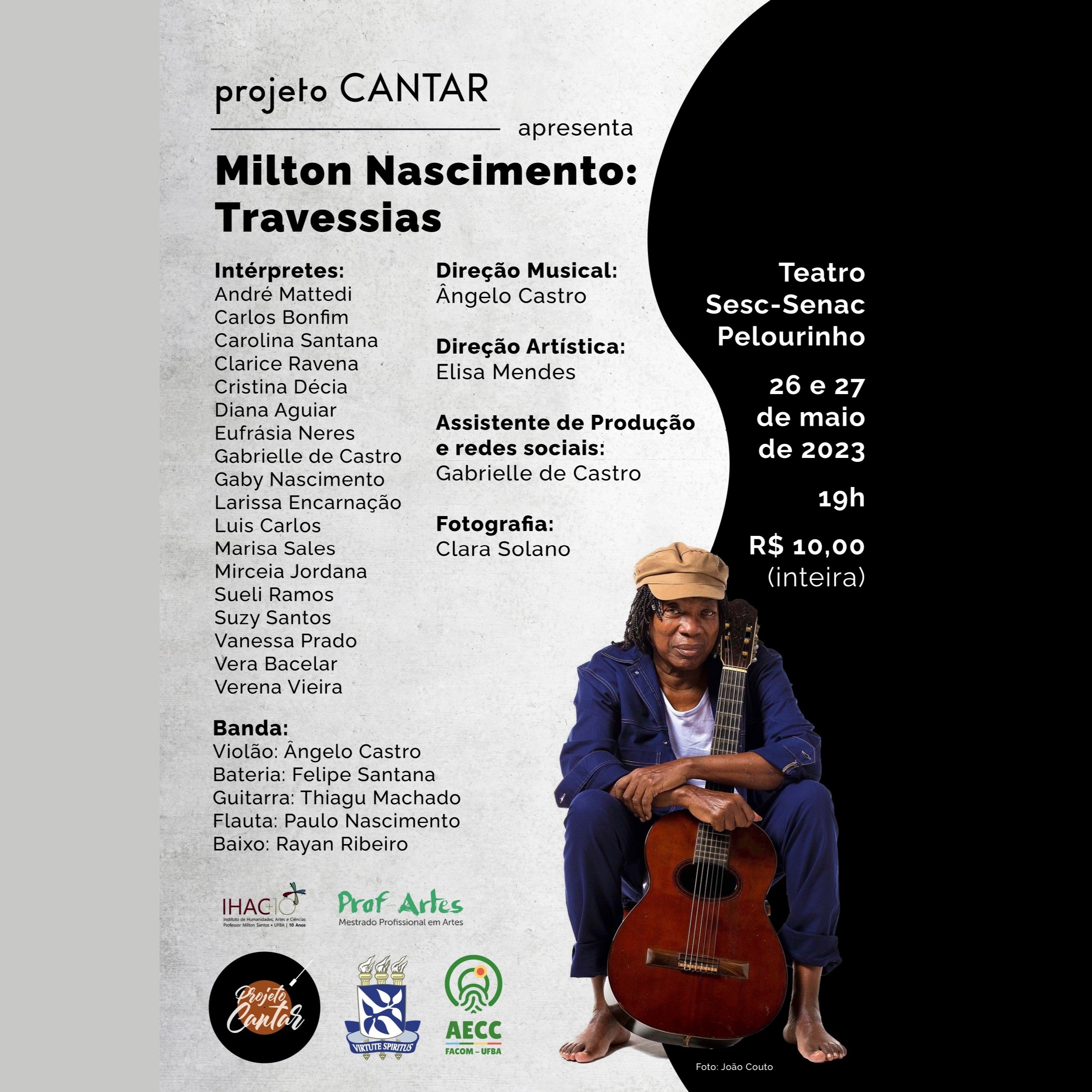 Projeto CANTAR faz homenagem a Milton Nascimento no Teatro Sesc-Senac Pelourinho