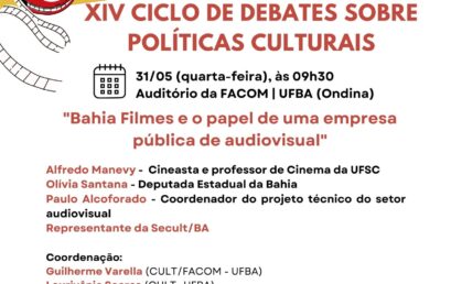 CULT realiza XIV Ciclo de Debates sobre Políticas Culturais nesta quarta-feira (31)