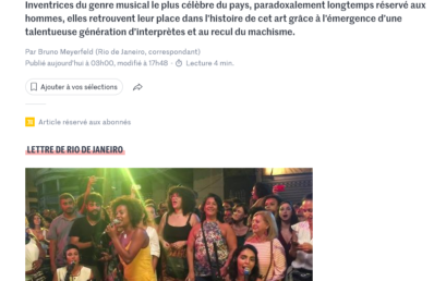 Em artigo no Le Monde, professora do IHAC questiona sambas machistas e reflete sobre a importância da figura feminina no gênero musical