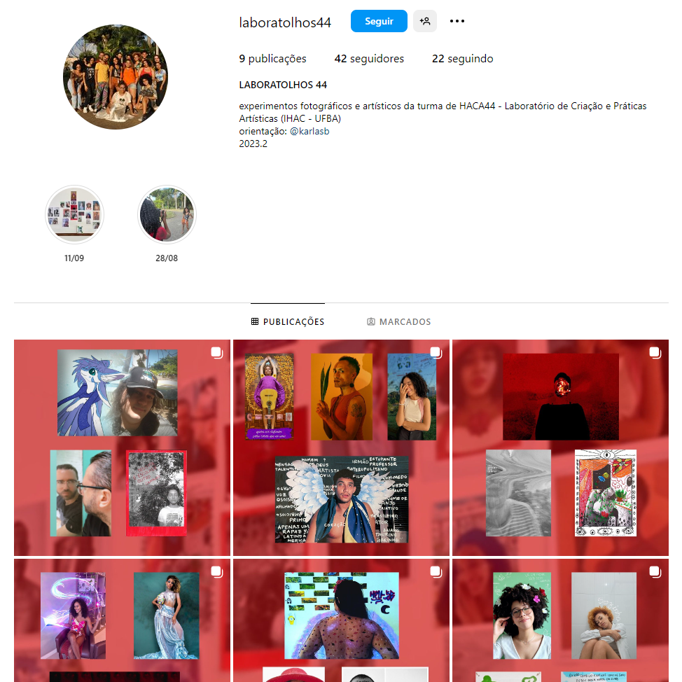Turma de 2023.2 do componente “Laboratório de Criação e Práticas Artísticas” cria perfil no Instagram para divulgar trabalhos