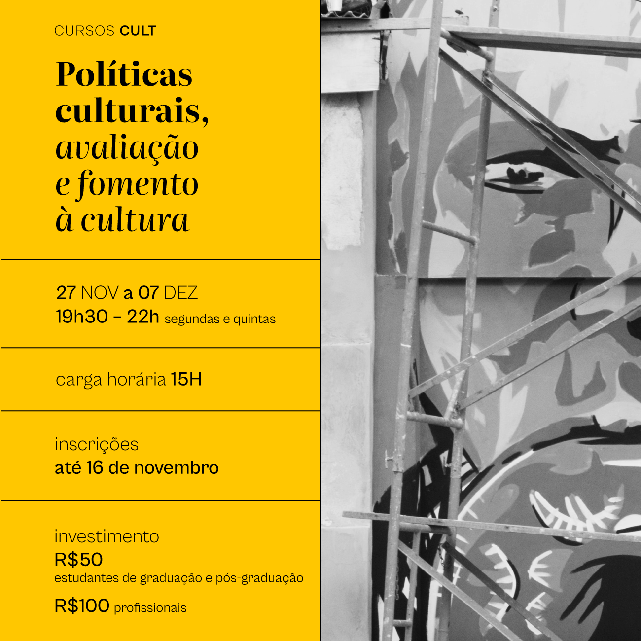 CULT e LAB-Cultura abrem inscrições para curso online “Políticas culturais, avaliação e fomento à cultura”