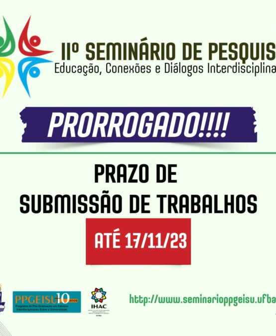 II Seminário de Pesquisa do PPGEISU prorroga submissões de trabalhos até 17 de novembro
