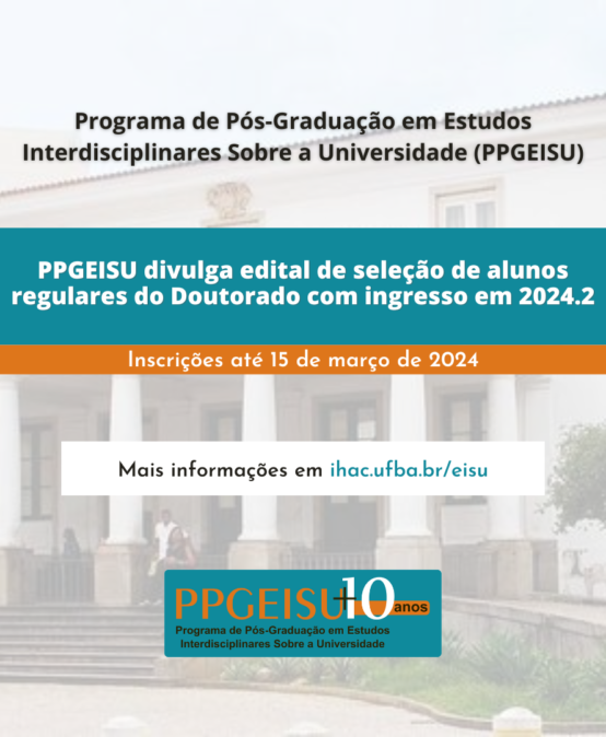 PPGEISU abre seleção para alunos regulares com ingresso em 2024.1