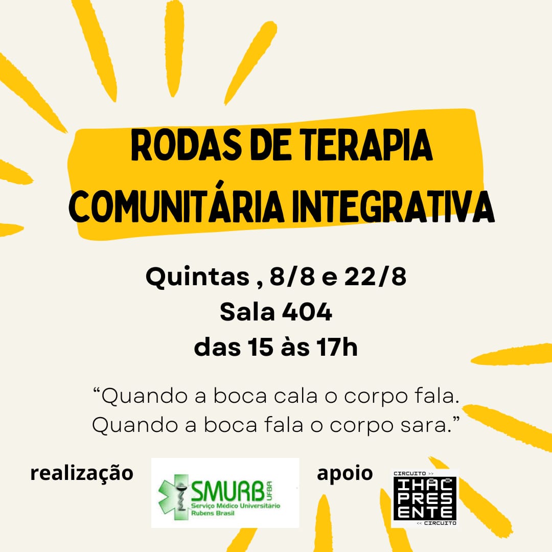 Segunda sessão de agosto da Roda de Terapia Comunitária Integrativa acontece no dia 22