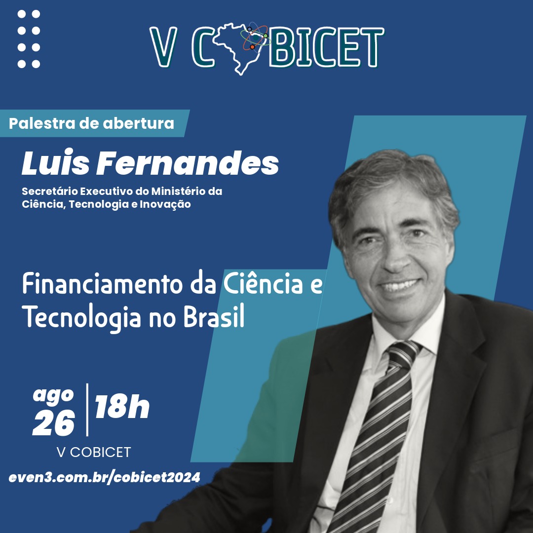 Palestra de abertura do V CoBICET acontece na próxima segunda-feira (26)