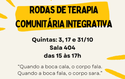 Primeira sessão de outubro de 2024 da Roda de Terapia Comunitária Integrativa acontece no dia 03 (quinta-feira)