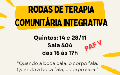 Roda de Terapia Comunitária Integrativa terá sua primeira edição de novembro no dia 14