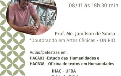 Workshop “Gestos e Negritude” será oferecido para turmas de Estudos das Humanidades e Oficina de Textos