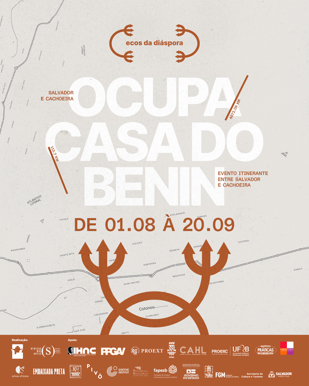 Ocupa Casa do Benin acontece de 1° de agosto a 20 de setembro de 2025 em Salvador e Cachoeira
