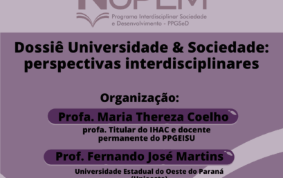 PPGEISU divulga dossiê organizado pela profª. Maria Thereza Coelho em parceria com prof. Fernando José Martins