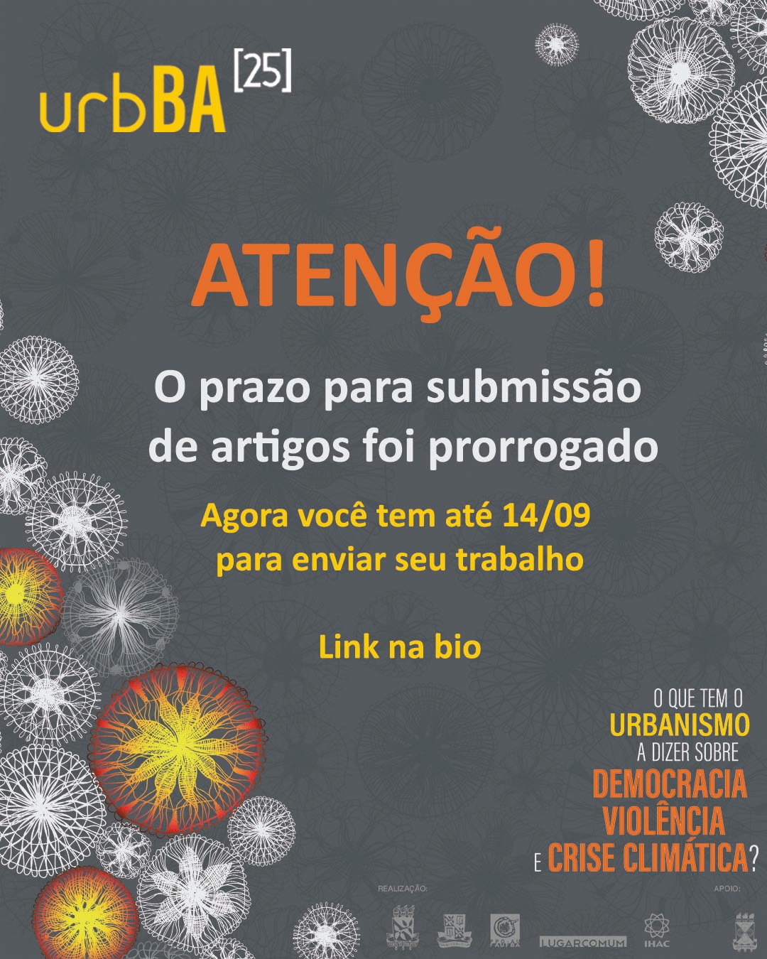 Seminário urbBA[25] estende prazo para submissão de artigos até o dia 14 de setembro