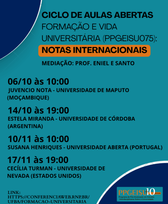 Ciclo de Aulas Abertas – Formação e Vida Universitária: notas internacionais