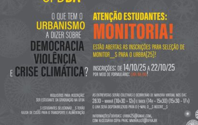 Seminário urbBA[25] abre seleção para monitores
